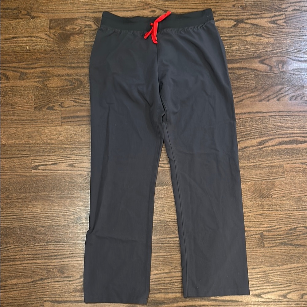 Figs Women’s Charcoal Grey Livingston Scrub Pants with Red Drawstring